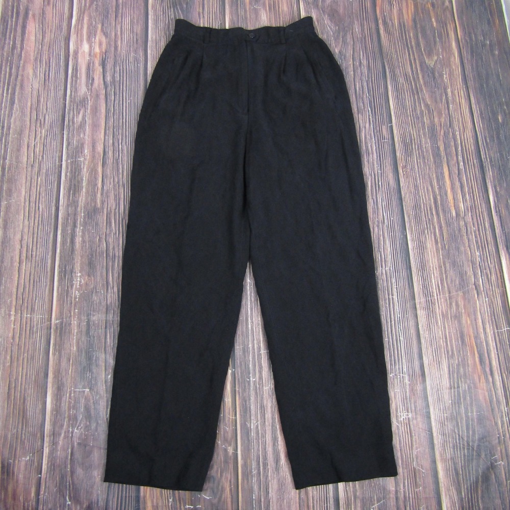 Lauren Ralph‎ Lauren Pants Womens Petite Black Pleated High Rise Dress Trousers